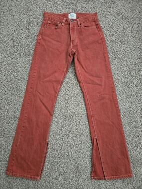 BDG Urban Outfitters Split Hem Orange Flare Jeans 100% Cotton Size 25